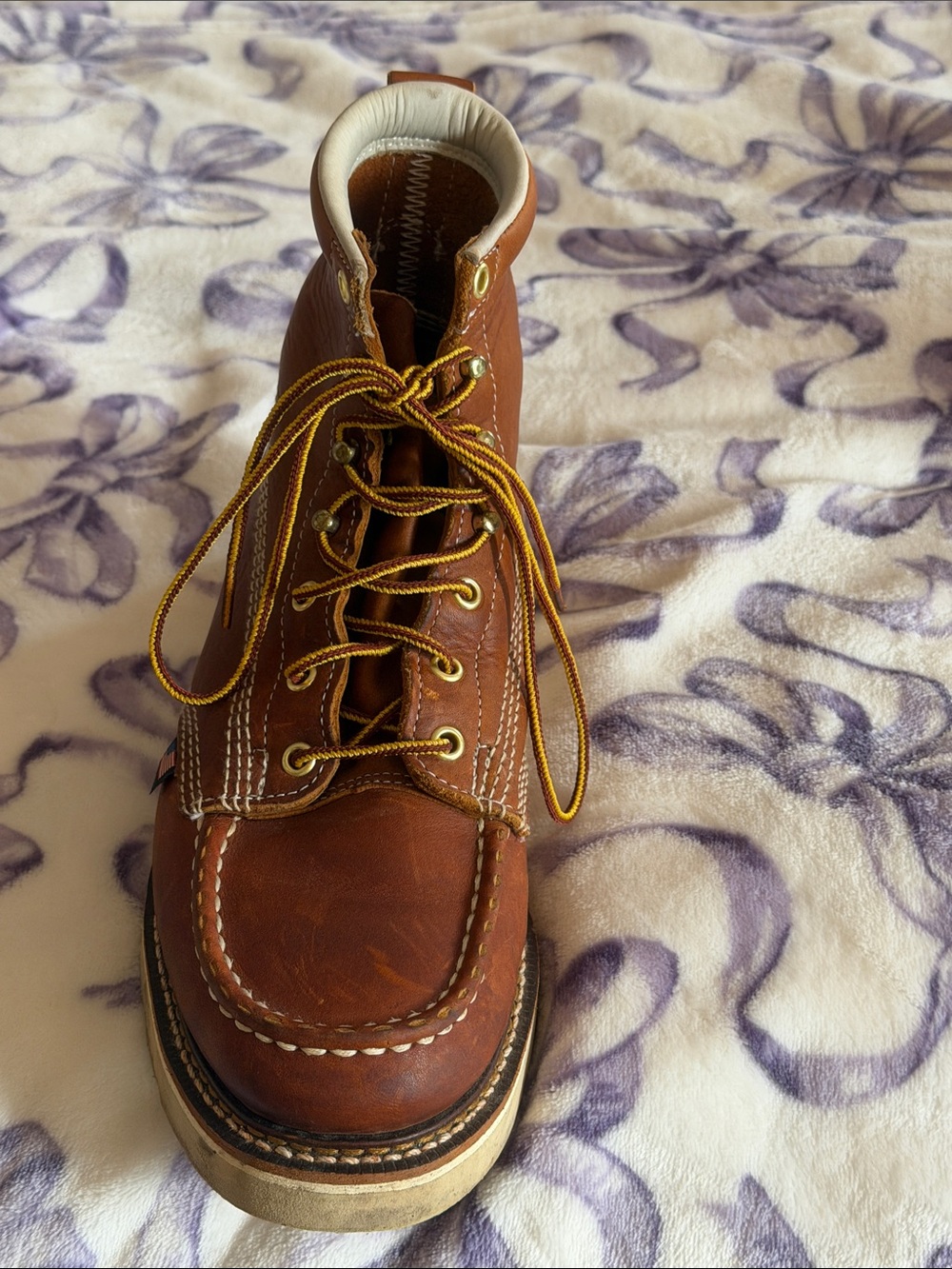 Made in USA Brown Leather Work Boot — Moc Toe - Picture 6 of 16